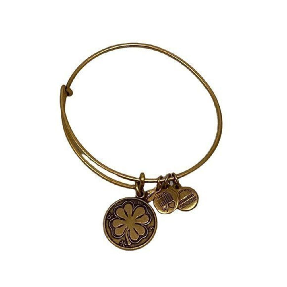 Alex and Ani Four Leaf Clover Gold‎ Tone Bangle Bracelet